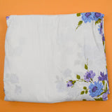 White, Blue, Purple + Green Floral Print Lightweight Woven Fabric - 41" x 192"