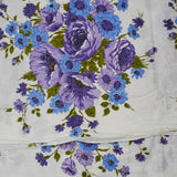 White, Blue, Purple + Green Floral Print Lightweight Woven Fabric - 41" x 192"