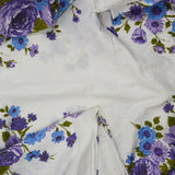 White, Blue, Purple + Green Floral Print Lightweight Woven Fabric - 41" x 192"