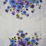 White, Blue, Purple + Green Floral Print Lightweight Woven Fabric - 41" x 192"