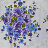 White, Blue, Purple + Green Floral Print Lightweight Woven Fabric - 41" x 192"