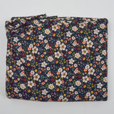 Dark Teal, Orange + Purple Floral Print Stretchy Soft Knit Apparel Fabric - 60" x 108"