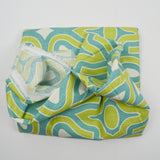 Light Teal, Green + White Geometric Print HGTV Woven Cotton Drapery Fabric - 56" x 110"