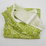 Green + White Geometric Floral Print Woven Fabric - 55" x 120"