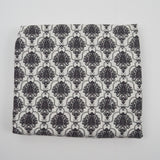 Black + White Ornate Chandelier Print Woven Fabric - 90" x 120"