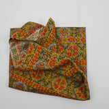 Yellow, Red + Green Floral Stripe Print Soft Woven Fabric - 35" x 120"