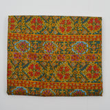 Yellow, Red + Green Floral Stripe Print Soft Woven Fabric - 35" x 120"