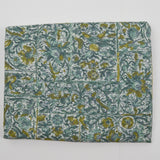 Green + Gray Weathered Floral Tile Print Cotton Lawn Woven Fabric - 44" x 164"