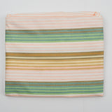 Pink, White, Green + Brown Stripe Woven Drapery Fabric - 53" x 106"