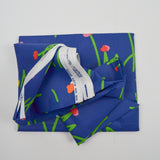 Blue, Green, Orange + Yellow Simple Floral Print Vintage Woven Drapery Fabric - 46" x 144"