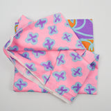 Pink, Purple, Blue + Orange Blob Illustration Print Lightweight Woven Fabric - 43" x 88"
