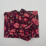Red, Black + Green Floral Print Drapey Woven Fabric - 44" x 92"