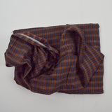 Brown + Blue Textured Plaid Woven Fabric - 35" x 110"
