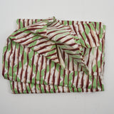 Brown, Green + White Stripe + Grid Print Cotton Lawn Woven Fabric - 36" x 94"
