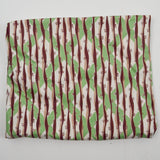 Brown, Green + White Stripe + Grid Print Cotton Lawn Woven Fabric - 36" x 94"