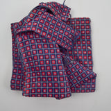 Blue, Red + White Boat + Window Print Grid Corduroy Fabric - 40" x 98"