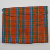 Orange, Blue + Green Plaid Nubby Cotton Woven Fabric - 45" x 80"