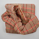 Beige, Brown + Red Plaid Print Corduroy Fabric - 44" x 116"