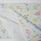 Pastel Blue + Rainbow Candy Illustration Print Quilting Weight Woven Fabric - 45" x 288"