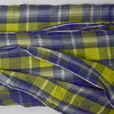 Blue, Green + White Plaid Shirt Weight Woven Fabric - 30" x 228"