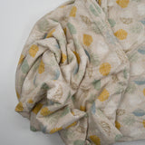 Beige, Green, Yellow + White Leaf Print Flannel Giant Pillowcase - 38" x 88"