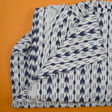 White + Navy Blue Geometric Stripe Print 100% Cotton Brushed Flannel Flat Sheet - 80" x 100"
