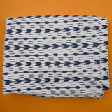 White + Navy Blue Geometric Stripe Print 100% Cotton Brushed Flannel Flat Sheet - 80" x 100"