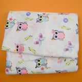 White, Pink, Purple + Green Owl Print Minky Fabric - 60" x 84"