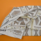 White, Beige + Brown Geometric Stripe Print Quilting Weight Woven Fabric - 44" x 68"