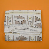 White, Beige + Brown Geometric Stripe Print Quilting Weight Woven Fabric - 44" x 68"
