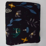 Black, Blue + Brown Forest Nature Print Fleece Fabric - 62" x 92"