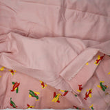 Green, Yellow + Red Airplane Print Pink Corduroy Fabric - 60" x 220"