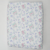 White, Purple + Pink Flower Print Flannel Fabric - 46" x 104"