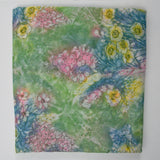 Green, Blue, Yellow + Pink Watercolor Floral Print Sheer Gauzy Woven Fabric - 45" x 144"