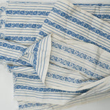 Blue + White Floral Stripe Jacquard Woven Fabric - 53" x 164"