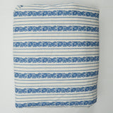 Blue + White Floral Stripe Jacquard Woven Fabric - 53" x 164"