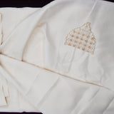 Off-White Silky Tablecloth with Embroidered Details - 36" x 136"
