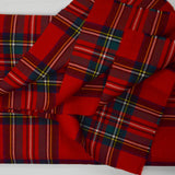 Red, Green, White + Yellow Plaid Tartan Woven Fabric - 56" x 72"