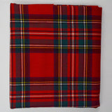 Red, Green, White + Yellow Plaid Tartan Woven Fabric - 56" x 72"