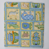 Yellow, Green + Blue Noah's Ark Print Quilting Weight Woven Fabric - 42" x 104"