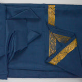 Blue Shimmery Woven Fabric with Ornate Gold Border - 44" x 156"