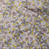 White, Gray, Yellow + Purple Floral Print Lightweight Woven Fabric - 28" x 100"