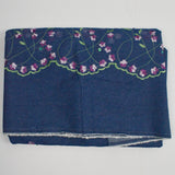 Purple Floral Embroidered + Sequined Medium Wash Denim Fabric - 54" x 58"