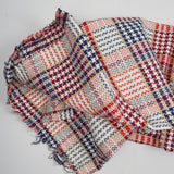Red, White + Blue Houndstooth Loose Woven Fabric - 44" x 96"