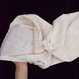 White + Orange Semi-Sheer Stripe Woven Fabric - 44" x 110"