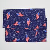 Red, White + Blue Sparkly American Flag + Star Print Quilting Weight Woven Fabric - 44" x 55"