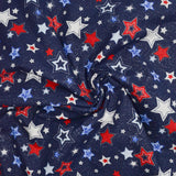 Red, White + Blue Sparkly Star Print Quilting Weight Woven Fabric - 44" x 80"