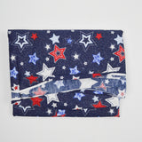 Red, White + Blue Sparkly Star Print Quilting Weight Woven Fabric - 44" x 80"