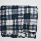 Green, White + Blue Plaid Wool Woven Fabric - 62" x 80"