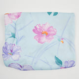 Light Blue, Pink + Purple Floral Print Polyester Stretch Knit Fabric - 60" x 88"
